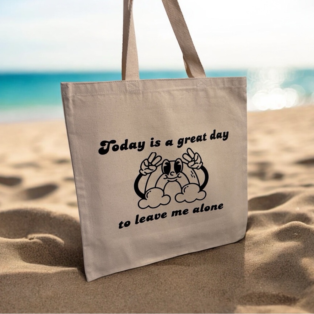 Canvas  tote bag with black graphic